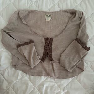 Free People Taupe and Brown Crop Top